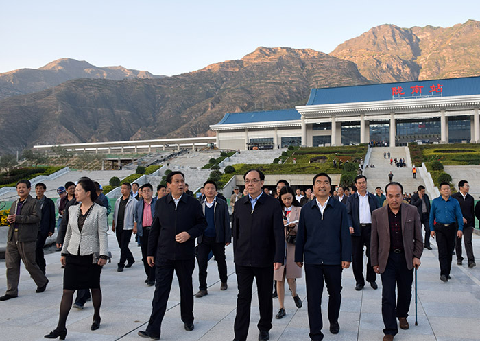 全國(guó)、省市政協(xié)委員體驗(yàn)蘭渝鐵路、視察階州廣場(chǎng)
